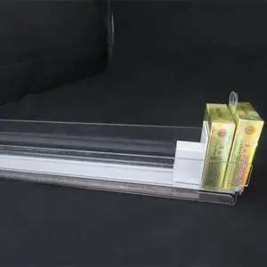 clear Auto-Feed plastic spring cigarette pack pusher for supermarket shelf pusher for cigarette with divider for shelves