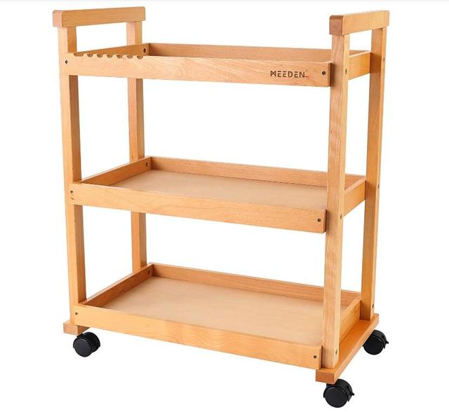 MEEDEN Art Cart Storage Organizer 3-Tier Rolling Utility Studio Taboret with Caster Wheels Multifunctional Storage Trolley