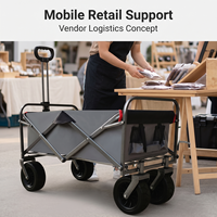 Chariot de camping pliable en acier inoxydable à quatre roues pour la plage, les courses et le rangement extérieur
