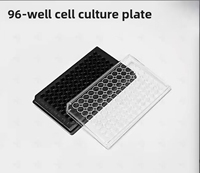Plaque de culture cellulaire à 96 puits, entièrement noire/blanche, pour étiquetage enzymatique, à fond plat, luminescente, certifiée TC