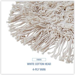 Tête de balai serpillère jetable en coton blanc Boardwalk BWK1491, 17 1/2L x 13 1/2W, motif rectangulaire, absorbante, pour usage domestique - Product Image 1