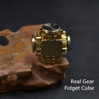 Jouet EDC en métal de haute qualité avec étui de transport, équipement réel, en laiton pur, Fidget Spinner Cube