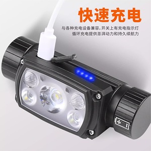 Lampe frontale LED rechargeable transfrontalière à luminosité réglable, portée 100-199 m, pour cyclisme et usage extérieur - Product Image 4