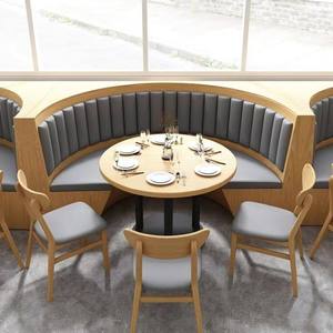 Ensemble de sièges en bois et cuir PU modernes, banquette courbée, adapté aux restaurants et cafés, PERSONNALISÉ, BONNE QUALITÉ - Product Image 3