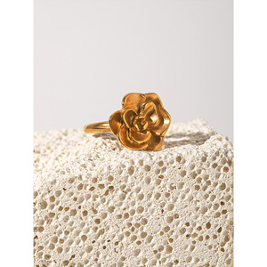 Vintage French Flower Open <b>Ring</b> for Women, High-grade INS Aesthetic Stainless Steel Adjustable Titanium Steel Finger <b>Ring</b> Daily - Product Image 6