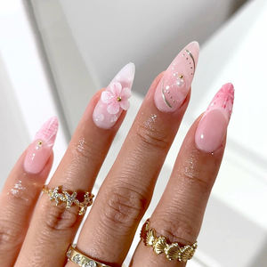 Nuevo diseño 3D Rosa <span class=keywords><strong>uñas</strong></span> postizas diseño de <span class=keywords><strong>flores</strong></span> 24PCs caja ABS Nail Art fácil de usar prensa media <span class=keywords><strong>en</strong></span> <span class=keywords><strong>uñas</strong></span> - Product Image 2