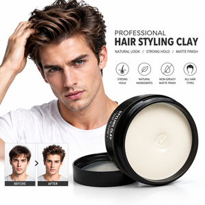 OEM Private Label Barbier Biologische Extra Sterke Matte Haar <span class=keywords><strong>Clay</strong></span> Wax Paste Grooming Pomade Klei voor Heren Haarstyling <span class=keywords><strong>Set</strong></span> Producten MOQ - Product Image 1