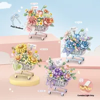 LOZ 4124 4126 4127 MOC Kit de Modélisation de Fleurs pour Journée Romantique, Bouquet Simulé à Assembler, Ornement, Cadeau d'Anniversaire, Ensembles de Blocs de Construction