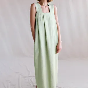 カスタム麻綿ドレス女性の夏のカジュアルなワイドスリップ持続可能なドレス