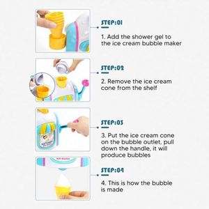 Machine à bulles de bain pour bébé en matériau sûr, jouet de bain en forme de crème glacée, jouets de bain moussants - Product Image 5