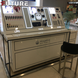 Loreal Makeup Cosmetic Luxury Dispenser Display Advertising Led Organizer Stand Rack Wooden Cosmetic Plastic