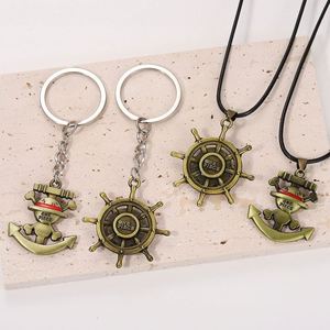 Accessoires de sac rétro One Piece : Pendentif chapeau Luffy Ace, Collier avec affiche de recherche Barbe Blanche, Porte-clés en métal - Product Image 1