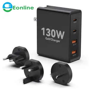 EONLINE 3D 130W 초고속 VOOC 100W + 30W 듀얼 PD QC3.0 벽 충전기 EU 미국 영국 AU 플러그 아이폰 12 13 14 프로 최대 삼성 태블릿