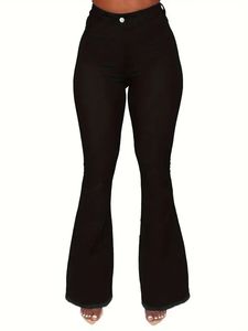Spedizione gratuita <span class=keywords><strong>a</strong></span> USA-<span class=keywords><strong>Pantaloni</strong></span> <span class=keywords><strong>a</strong></span> zampata <span class=keywords><strong>neri</strong></span> <span class=keywords><strong>a</strong></span> <span class=keywords><strong>vita</strong></span> <span class=keywords><strong>alta</strong></span> da donna Jeans Casual traspiranti e lavabili in Denim <span class=keywords><strong>con</strong></span> bottone stretto in tessuto - Product Image 5