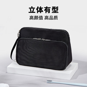 Trousse de Toilette de Voyage Rectangulaire en Polyester avec Fermeture Éclair, Noir, Kaki, Bleu Marine, Grande Capacité, Portable, Séparation Sec/Humide - Product Image 5