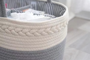Large Cotton Rope Nursery Storage Bin Baby Diaper Caddy Organizer with Removable <strong>Inserts</strong> Foldable <strong>Wardrobe</strong> or Bathroom Cabinet - Product Image 2