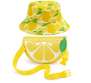 Conjunto de chapéus de balde Pafu Summer para viagens, praia e festivais, acessórios de limão