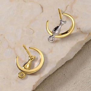 Pendientes de gato y luna para mujer, diseño lindo y dulce, accesorios para las orejas de uso diario - Product Image 3