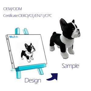 Jouet réaliste en peluche de bouledogue français de 11 pouces-chien en peluche noir et blanc ultra doux, peluche de chiot de confort mignon pour les enfants - Product Image 1