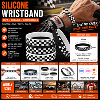 Bracelets en silicone à motif drapeau à carreaux pour événements de course automobile et fans de voitures