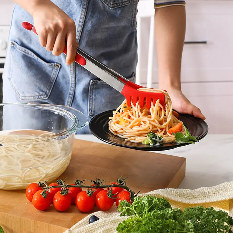 Küchen zubehör Kammform Kunststoff BBQ Spaghetti Nudeln Pasta Clip Barbecue Buffet Tong Clamp Silikon Tong