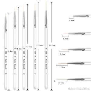 Pinceau professionnel en nylon souple pour nail art et peinture BJD, manche en cristal avec brosse de précision en cuivre pour artistes - Product Image 2