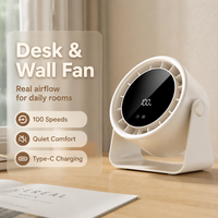 Ventilateur de bureau USB sans pales 2025, 100 vitesses, rechargeable à cycle élevé, avec affichage numérique, mural et sur pied, type turbine