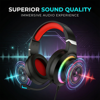 Casque de jeu filaire LED RVB PJT-DEP2469 avec écouteurs supra-auriculaires, connexion USB pour le sport et la DJ, haute qualité sonore