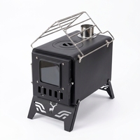 Estufa de Camping Portátil Multifuncional con Chimenea para Uso en Exteriores, Construcción de Acero al Carbono, Opción de Combustible de Leña, Parrilla de 40x34cm