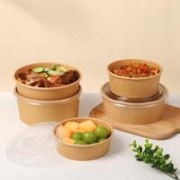 Bol jetable en papier kraft de 1100 ml, imperméable, résistant à l'huile, rond, pour emporter, conteneur alimentaire écologique pour salade, soupe, restauration