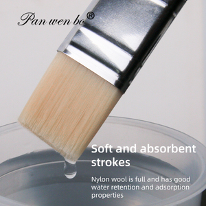 Pinceau de dessin <span class=keywords><strong>à</strong></span> l'huile acrylique avec logo personnalisé Pinceau de <span class=keywords><strong>peinture</strong></span> professionnel en nylon avec manche en bois Jeu de pinceaux de <span class=keywords><strong>peinture</strong></span> noirs larges et plats pour le bricolage - Product Image 5