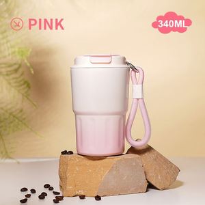Black Custom Tumbler Stylish Gradient Insulated <b>Flask</b> Coffee Mug Portable Stainless Steel Water <b>Bottle</b> With Rope - Product Image 1