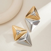 Grandes boucles d'oreilles pendantes géométriques triangulaires à deux niveaux pour femmes, style vintage, pour soirée, bijoux fantaisie, cadeau