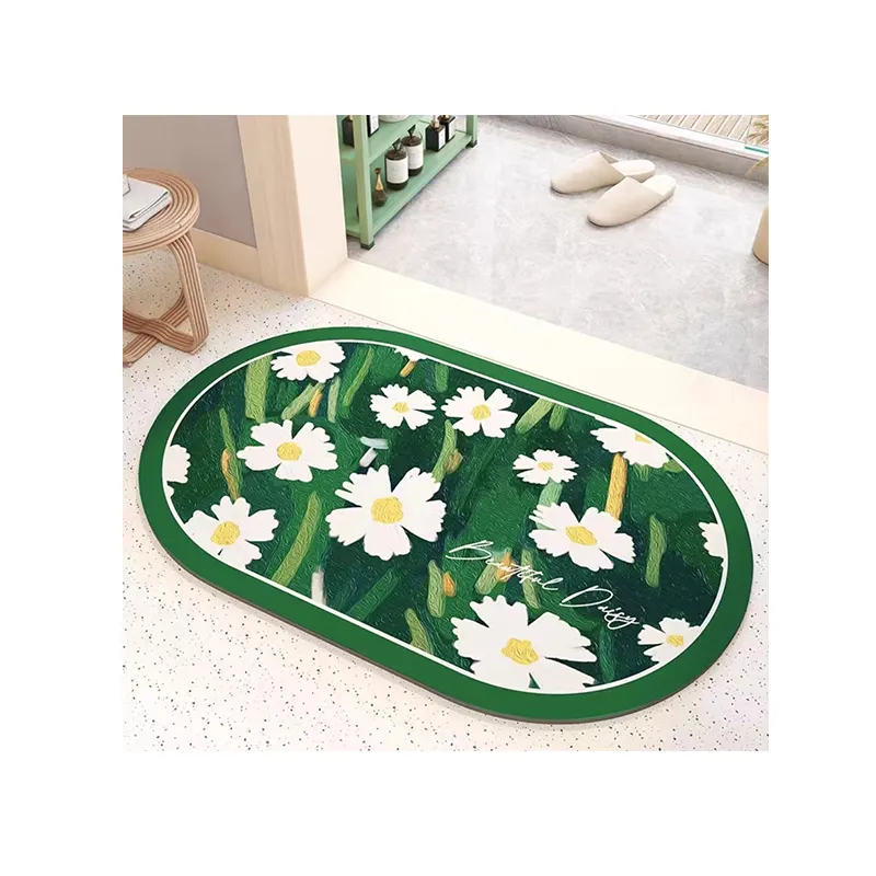 Tapis de bain absorbant antidérapant lavable, tapis de salle de bain en diatomée à séchage rapide