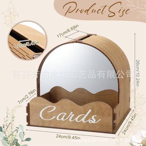 Wooden <b>Wedding</b> <b>Card</b> Storage <b>Box</b> With Flower Trough Rectangular Standing Type For <b>Wedding</b> Decor - Product Image 4