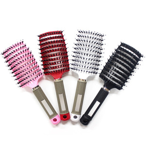 Anti-Static Curved Round, Metal Hair Extension Wig Massage Private Label Ionic <span class=keywords><strong>Custom</strong></span> Logo Detangling Wide Tooth Hair Brush Comb - Product Image 1