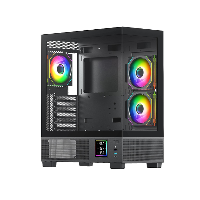 H6 Two Side Tempered Glass Panoramic View Peak Performance Computer Case ATX HD USB3.0 Pc Gamer Case With Screen Display