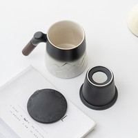 Tasse à thé en grès céramique avec couvercle et infuseur intégrés, style pastoral, origine Fujian Dehua, cadeau idéal pour le bureau et la maison