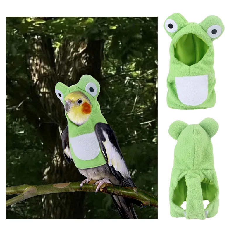 Venta al por mayor mascota loros pájaro ropa diseñador hecho a mano personalizado venta lindos pájaros convertidos en ranas nuevos productos creativos