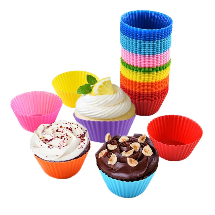 Diameter 7cm Round Silicone Muffin Mould Mold Cupcake Baking Silicon Party Birthday Wedding Silicone Cupcake Liner,cake Tools