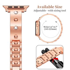 Banda de metal de diamante de lujo para mujeres correas de reloj inteligente que se ajustan a <span class=keywords><strong>Apple</strong></span> Watch Ultra 49mm <span class=keywords><strong>Iwatch</strong></span> 38mm 40mm 42mm - Product Image 4