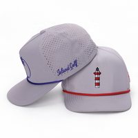 Topi Golf Premium 5 Panel Custom dengan Lubang Laser Cut, Cepat Kering, Bernapas, Dapat Disesuaikan, untuk Pria dan Wanita