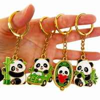 Porte-clés personnalisé en métal et bambou Panda, breloque mignonne pour sac, idéal pour les souvenirs, les boutiques de cadeaux, vente en gros OEM