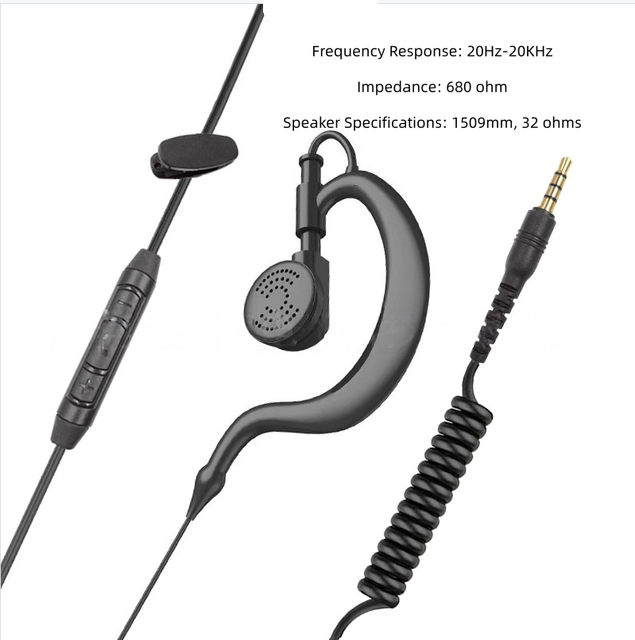 Customized TRRS 4-Pole In-Ear ABS Earpiece Earhook Headset Mic ENC IPX3 Waterproof for Walkie Talkie Mobile Phones Portable