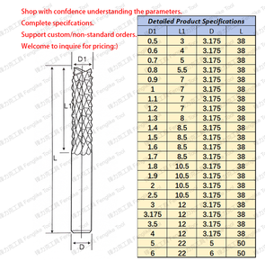 Taglierina per mais in acciaio al tungsteno con 2 flauti rivestiti in altina per PCB/CNC/fibra di carbonio/legno epossidico personalizzabile ODM & OEM - Product Image 2