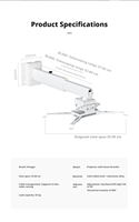 Support mural pour projecteur, robuste, cadre de projection agrandi, support universel rétractable