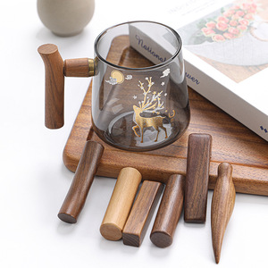 Poignées de théière en bois de noyer noir pour tasses en céramique et verre, pièces de vaisselle écologiques - Product Image 2