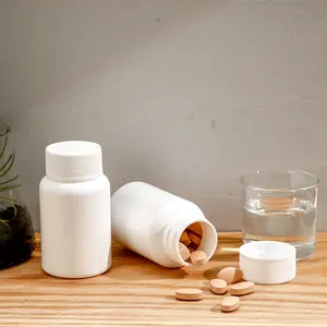 100毫升热卖塑料罐空白色螺旋盖片剂补充瓶药丸瓶保健药丸塑料瓶