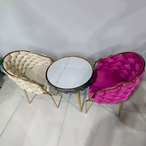 Luxury Slab Meeting <b>Table</b> and Chair Set - Round <b>Nail</b> Salon Sales Reception and Meeting <b>Table</b> - Product Image 4