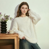 Pull Oversize Doux et Moelleux - Tricot Ultra-Doux Effet Vison, Confortable et Chic pour l'Automne/Hiver, Idéal pour la Superposition et le Quotidien